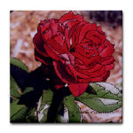 red rose photo drawing on tile
