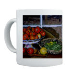 mixed vegetable art on mug