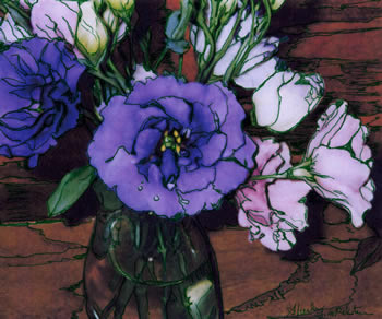 Lisianthus in a vase - photo drawing
